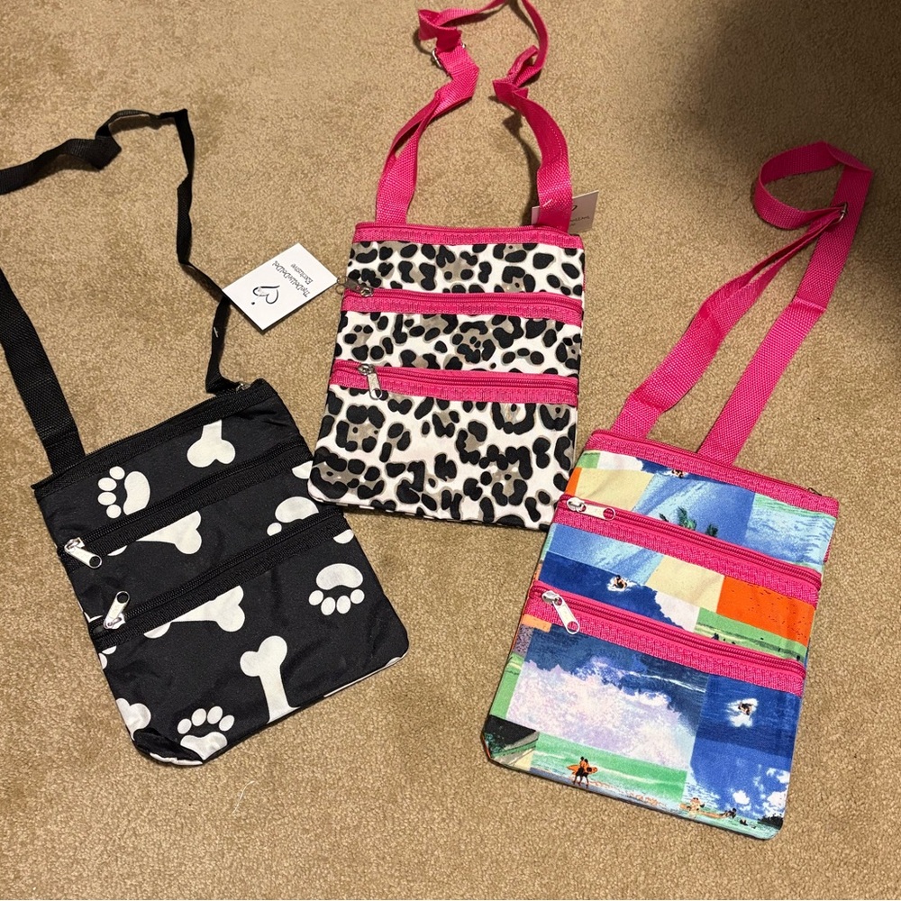 Colorful 3 Zipper Crossbody Bag Set of 3
